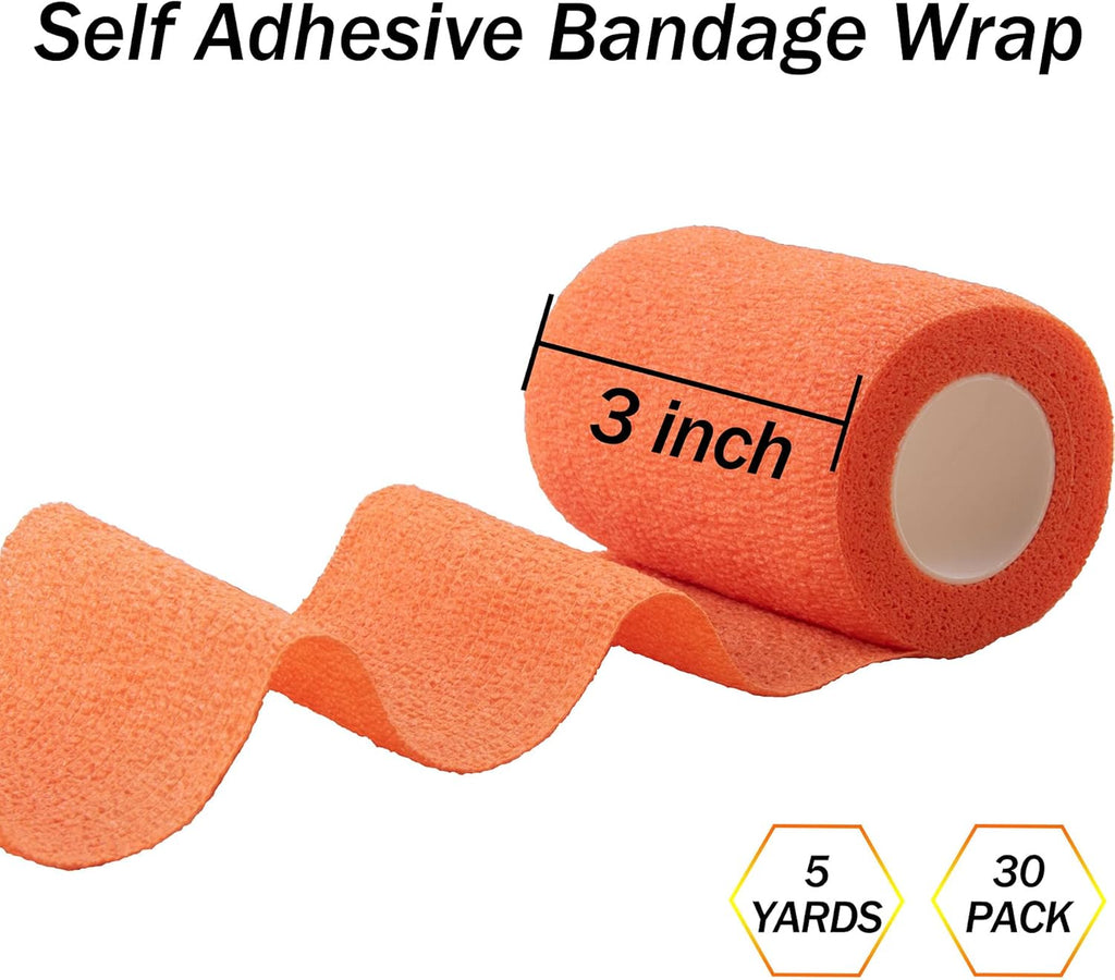 30 Rolls Self Adherent Wrap 3 Inch Self Adhesive Bandages Wrap Tape Stretch Bandage Self Stick Bandage Wraps for Wrist Ankle Swelling Sprains(15 Colors)